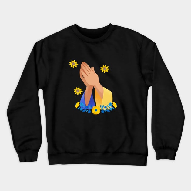 Pray For Ukraine Floral Look Crewneck Sweatshirt by NICHE&NICHE